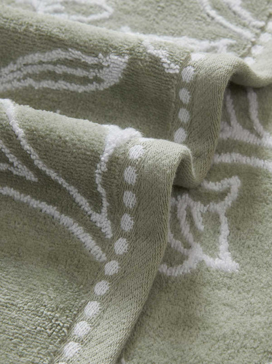 Floral Fan Bath Towels 4-Piece Set in Desert Sage