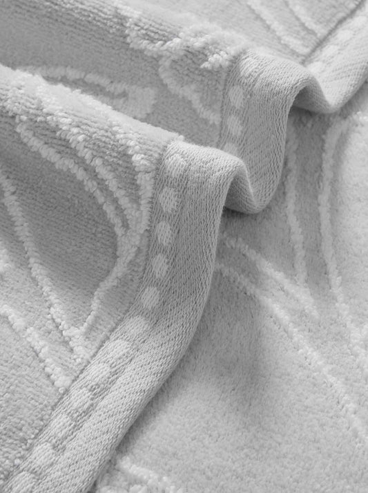 Floral Fan Bath Towels 4-Piece Set in Antarctica Grey