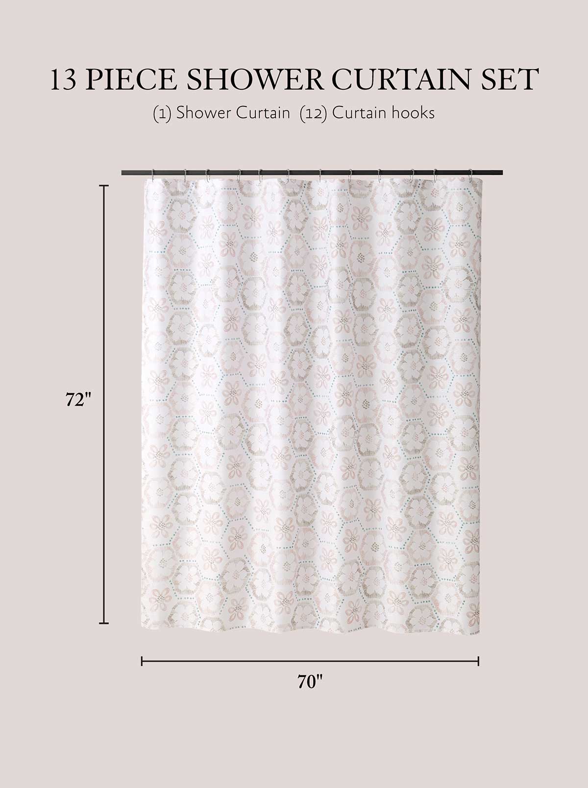Daisy Squares Taupe Shower Curtain Set