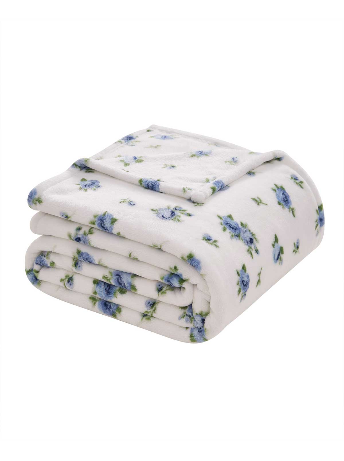 Cottage Rose Blue Plush Throw Blanket