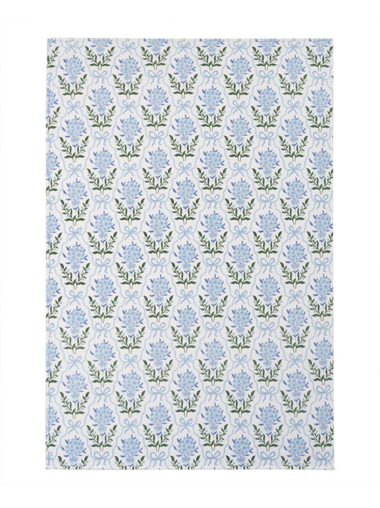 Plush Throw Blanket in Bow Floral Trellis Blue