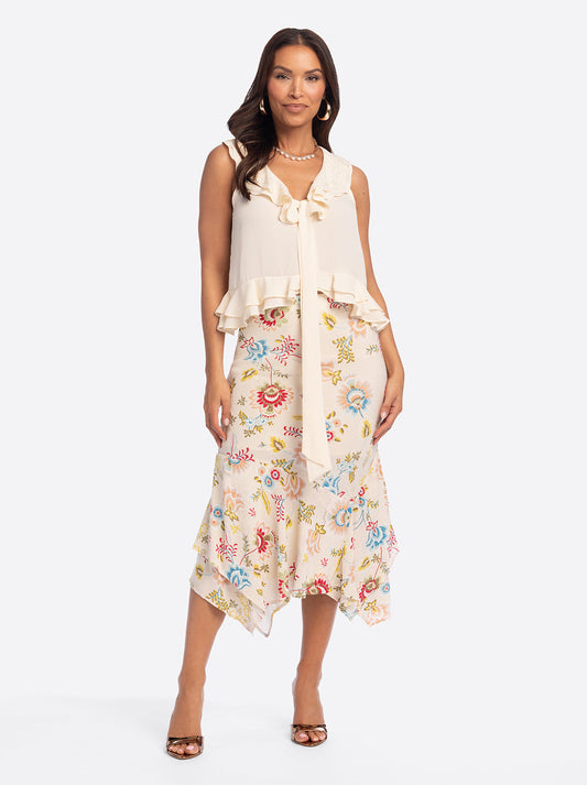 JS Jessica Simpson Nora Bias Skirt in Sandshell Bohemian