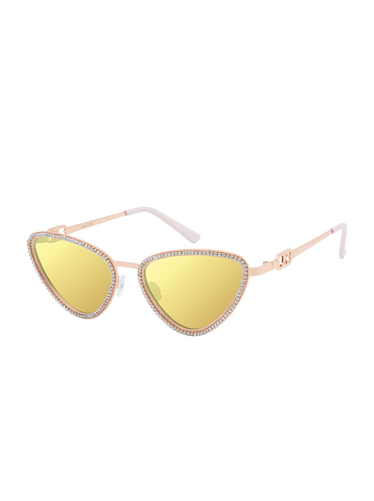 Triangle Crystal Encrusted Aviator Sunglasses in Rose Gold