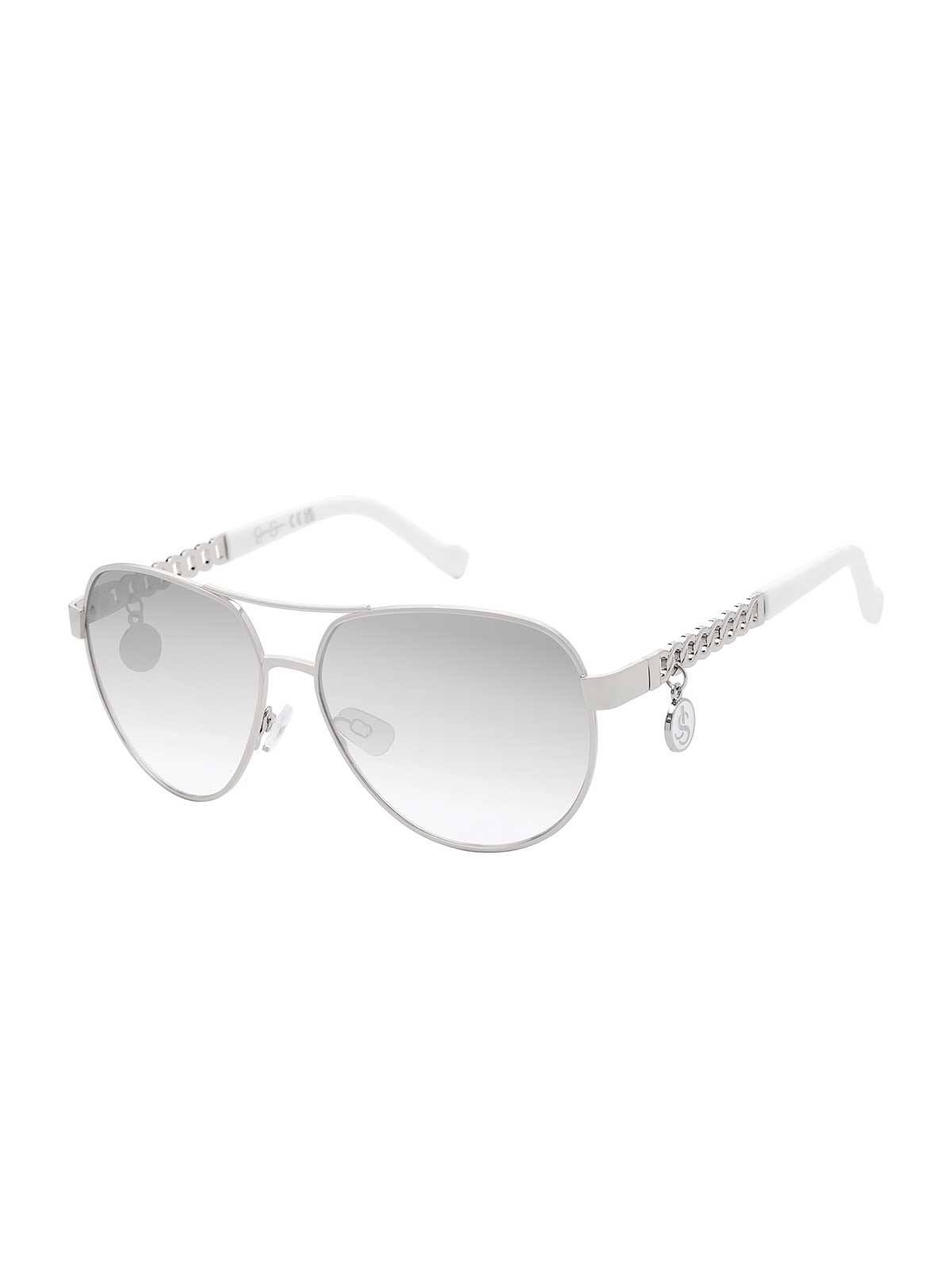Chain Aviator Detail Sunglasses in Silver