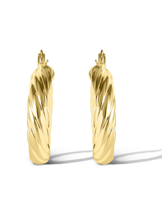 Thick Twisted Hoop Earrings in Gold