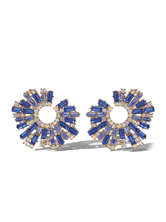 Sunburst Blue Crystal Earrings