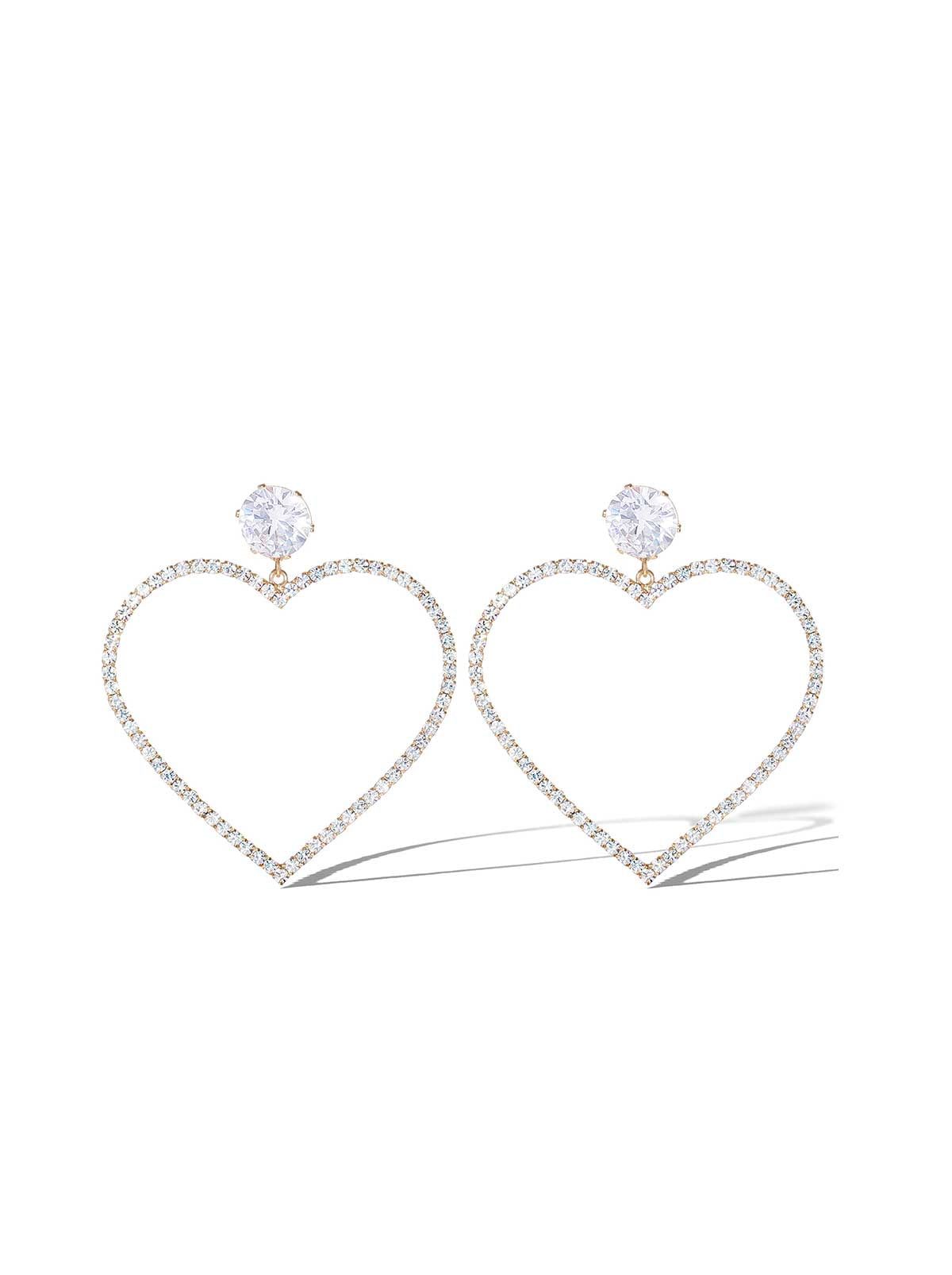 Heart-Shaped Crystal Drop Earrings
