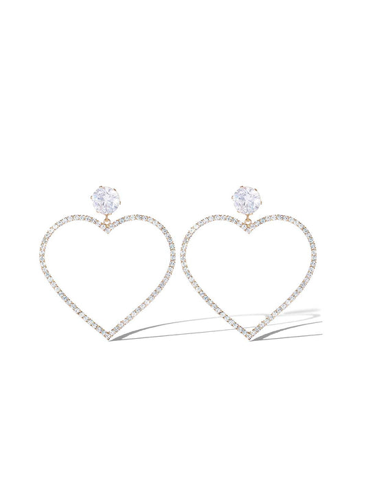 Heart-Shaped Crystal Drop Earrings