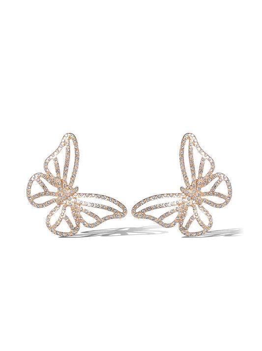 Crystal-Studded Butterfly Earrings