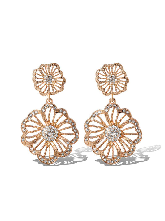 Radiant Rose Gold Floral Drop Earrings