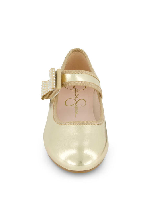 Little Girls' Amy Crystal Bow Ballet Flat in Gold
