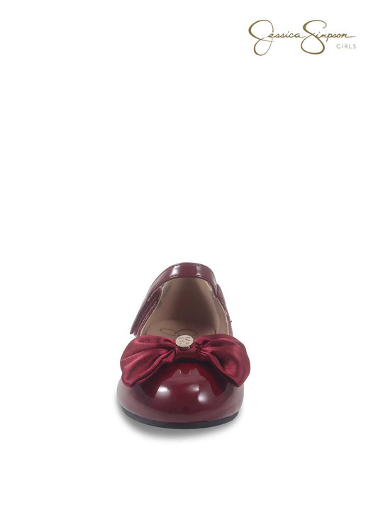Girls Amy Big Bow Mary Jane in Maroon