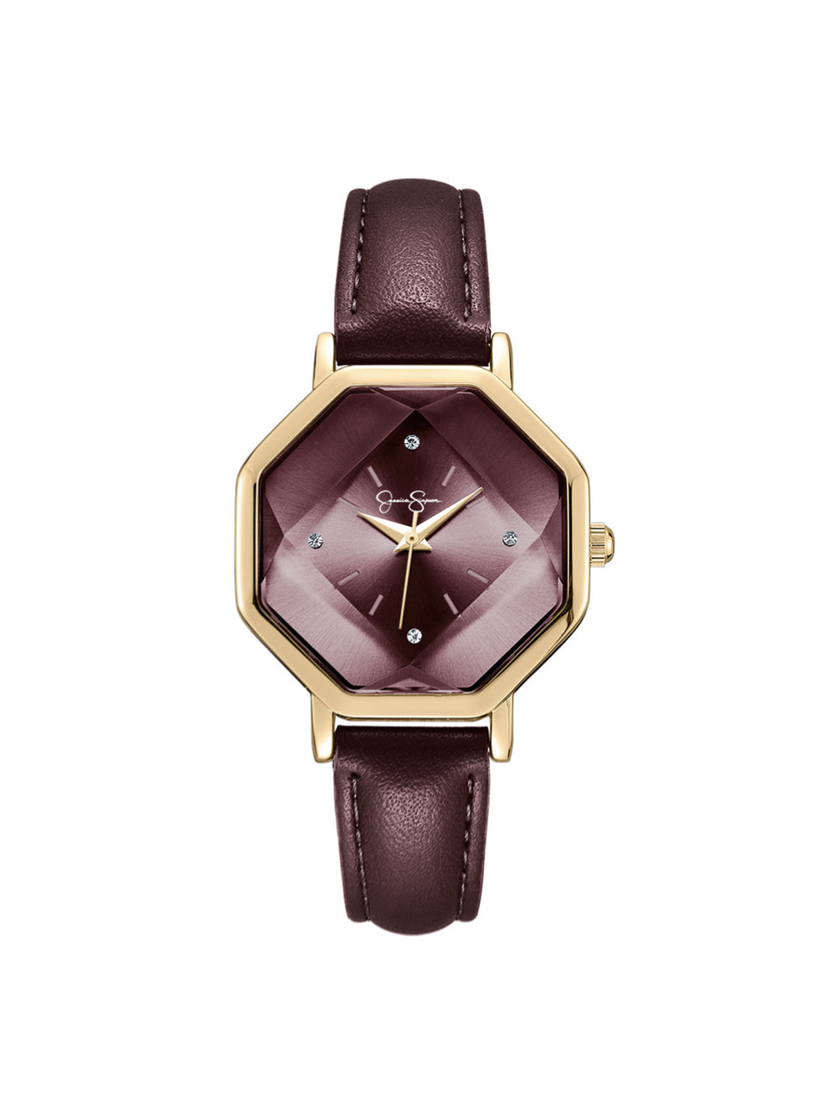 Octagonal Face Watch in Burgundy