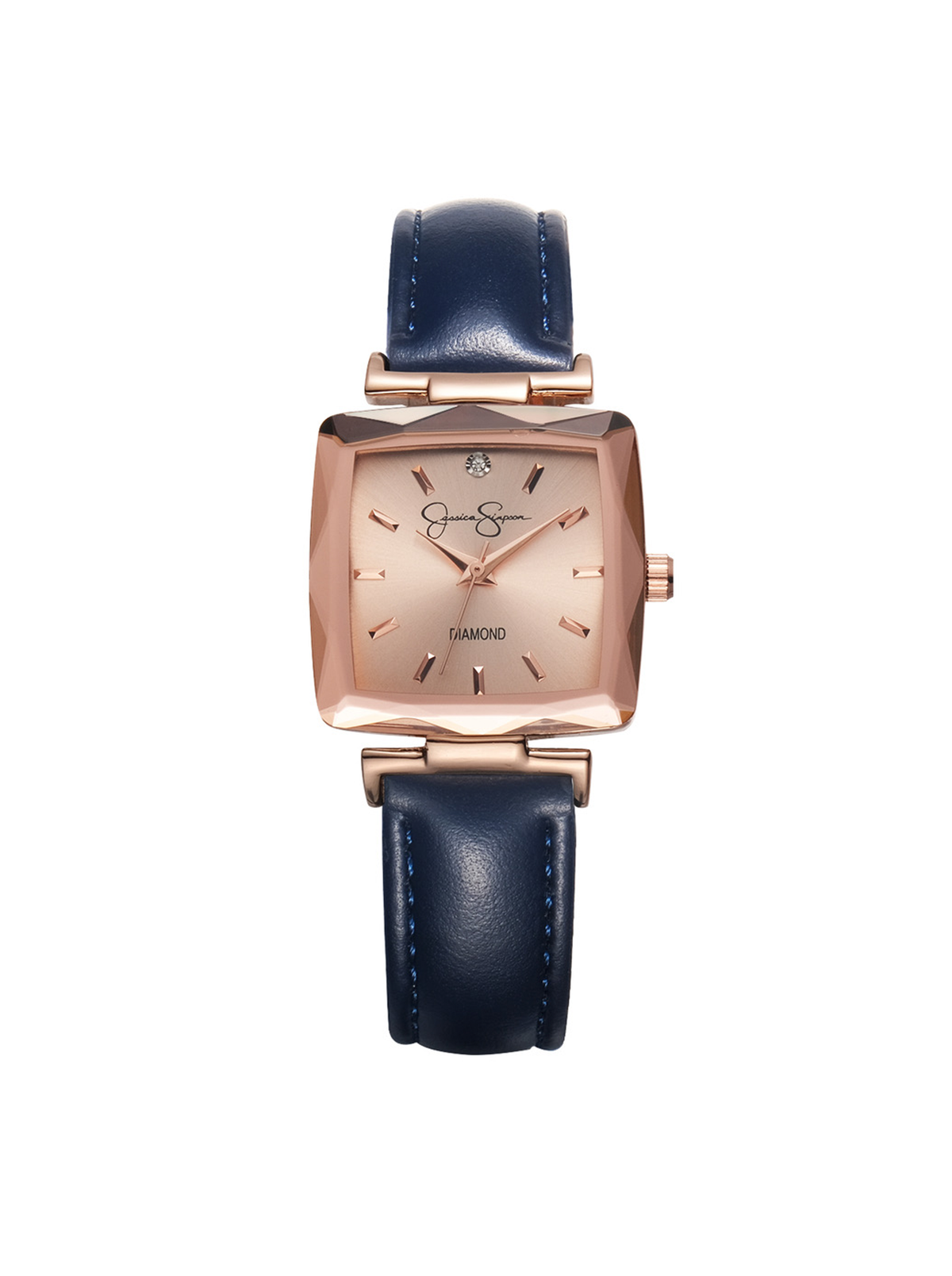Cushion Case Strap Watch in Rose Gold Tone