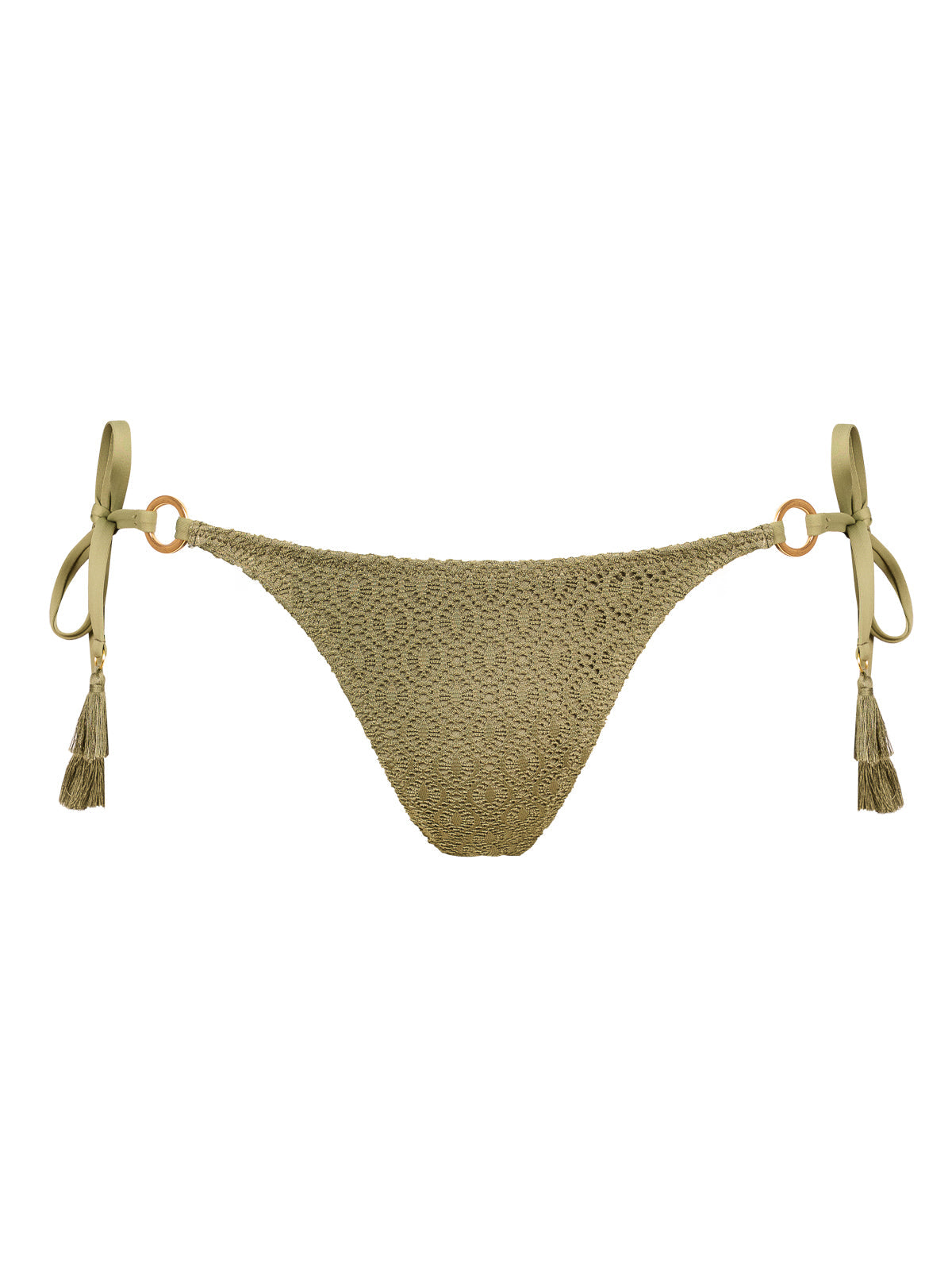 Crochet String Bikini Bottom in Olive