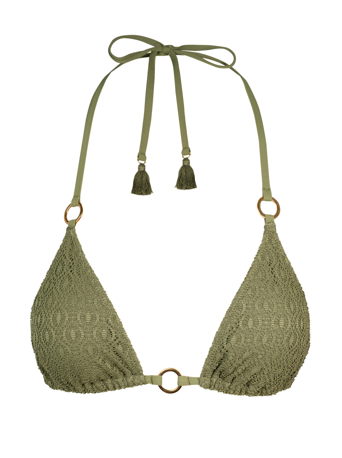 Crochet String Bikini Top in Olive