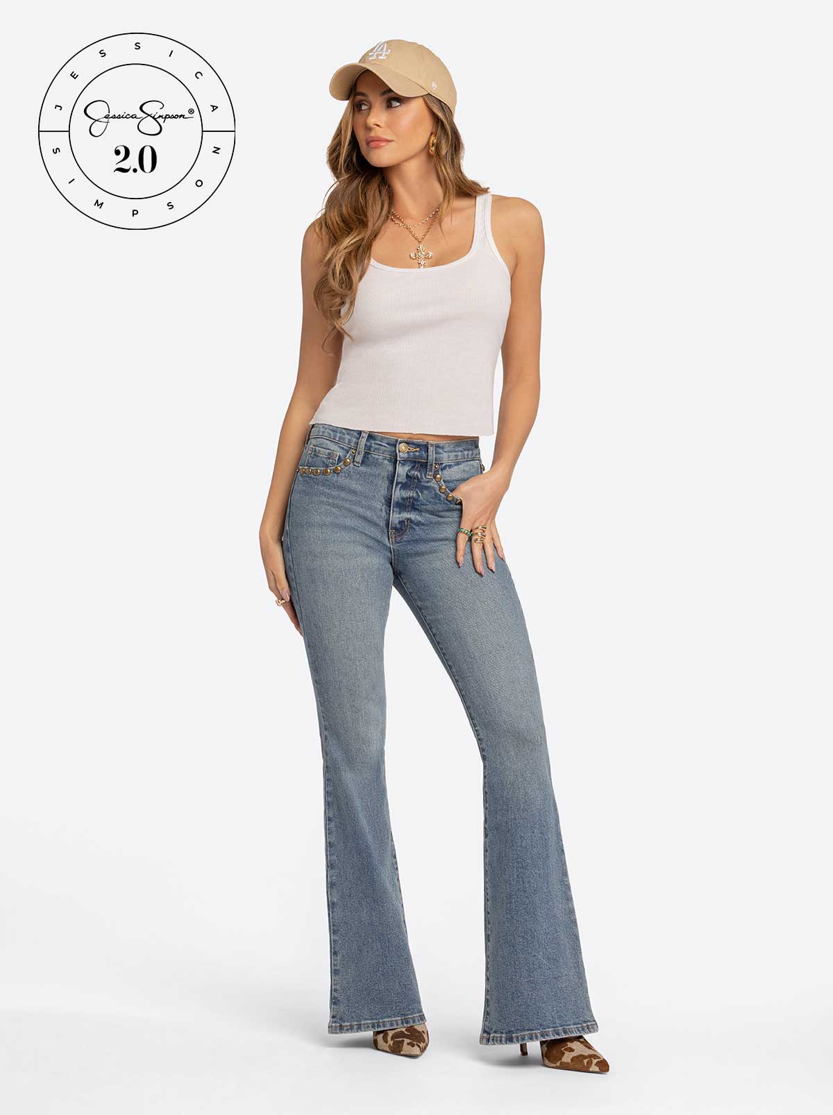 Jessica Simpson 2.0 Stevie Flare Jeans in Poppy