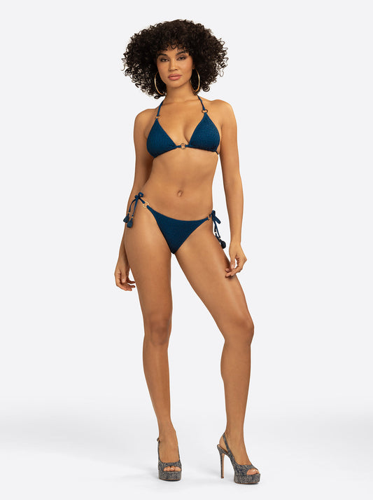 Crochet String Bikini in Dark Denim