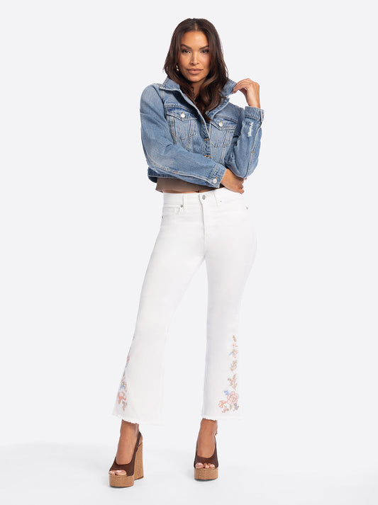 JS Jessica Simpson Plano Ankle Flare Jean in Bright White