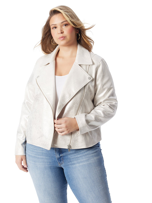 Biker Jacket in Silver Cream