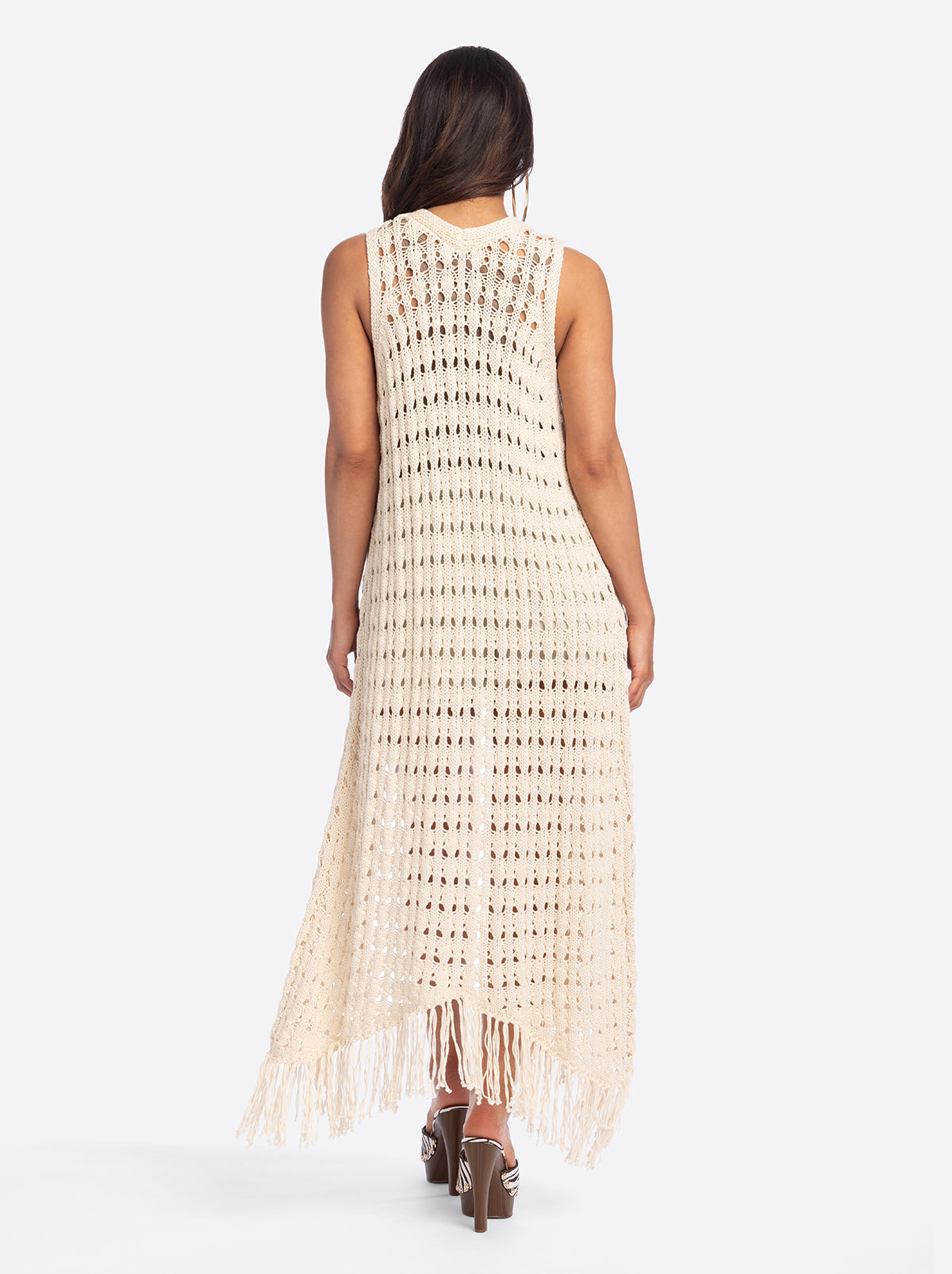 JS Jessica Simpson Marigold Crochet Duster in Whitecap Grey