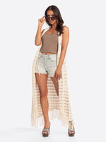 JS Jessica Simpson Marigold Crochet Duster in Whitecap Grey