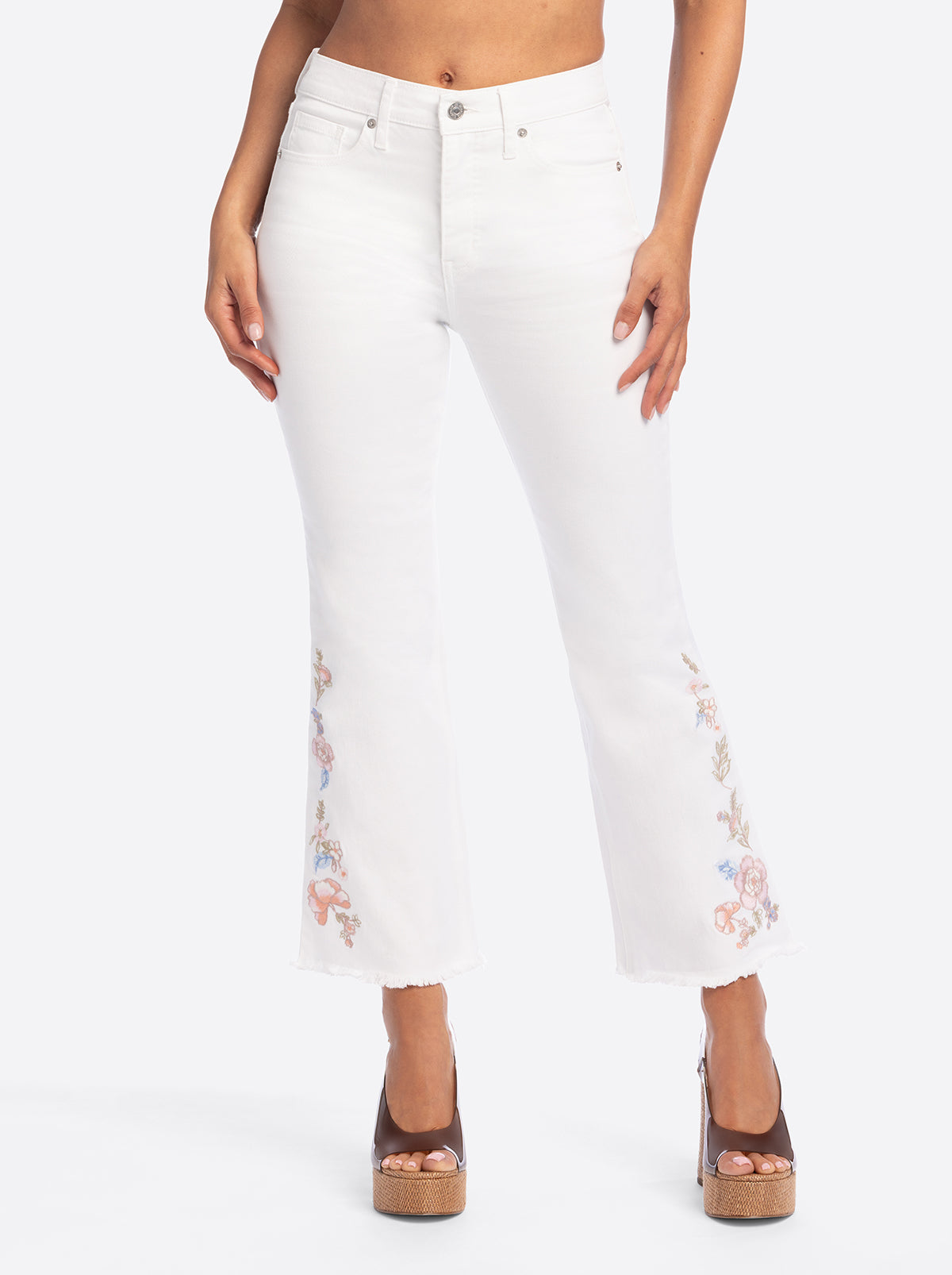 JS Jessica Simpson Plano Ankle Flare Jean in Bright White