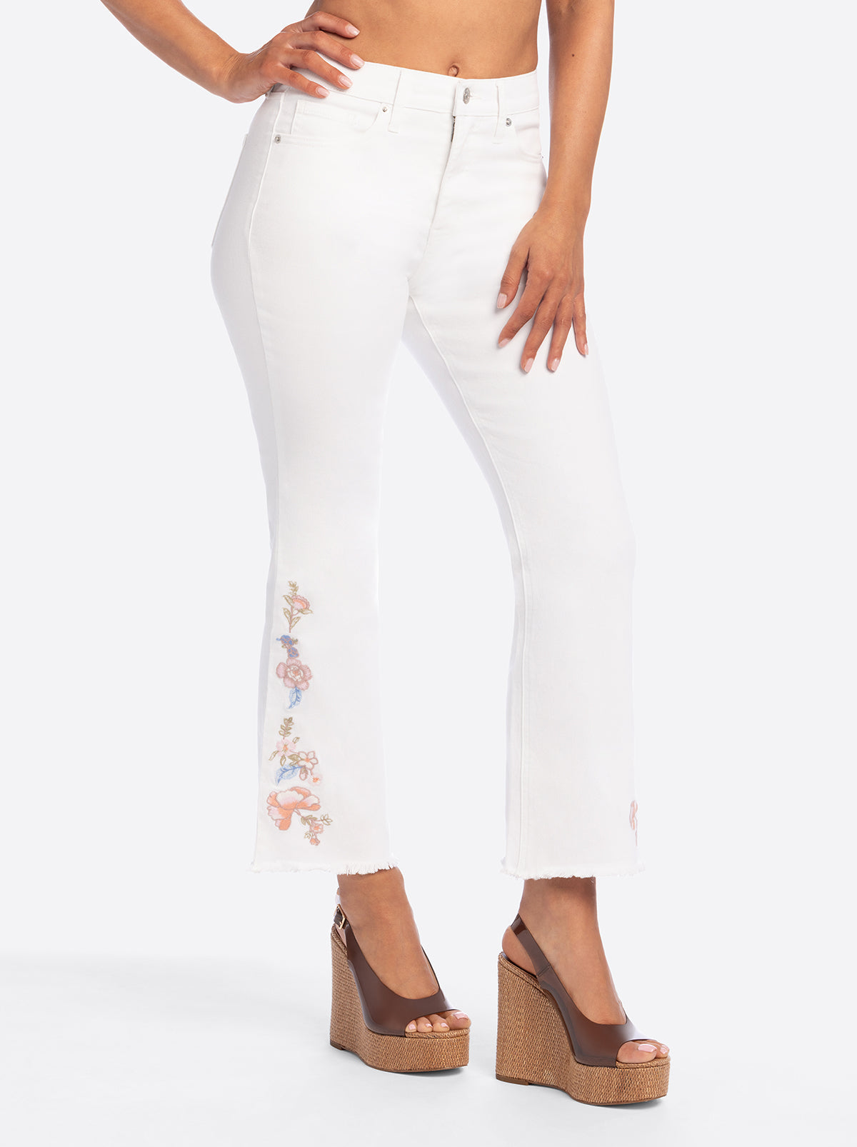 JS Jessica Simpson Plano Ankle Flare Jean in Bright White