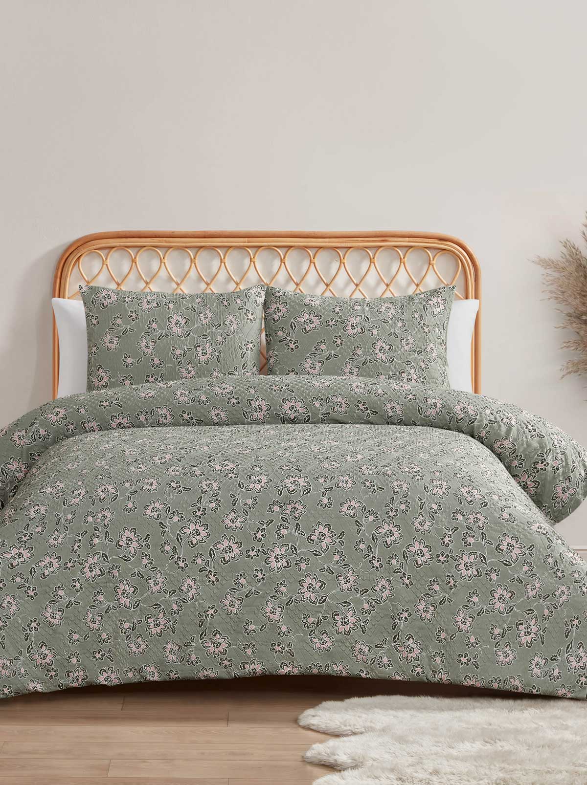 Botanical Embossed Print Duvet Cover Set