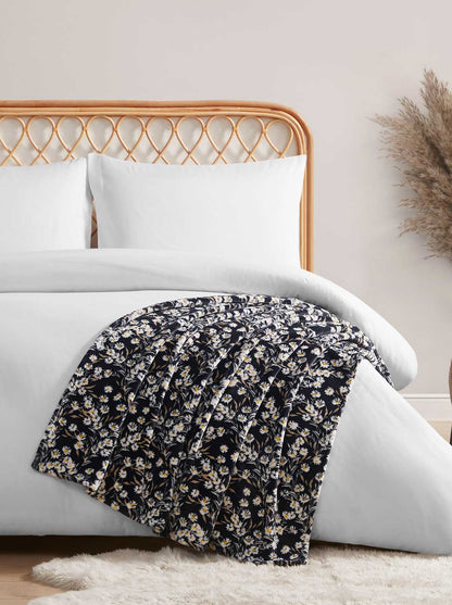 Wildflower Park Plush Throw in Black