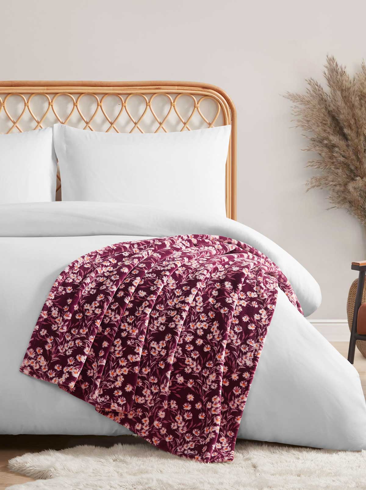 Wildflower Park Plush Throw in Wine Red