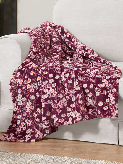 Wildflower Park Plush Throw in Wine Red