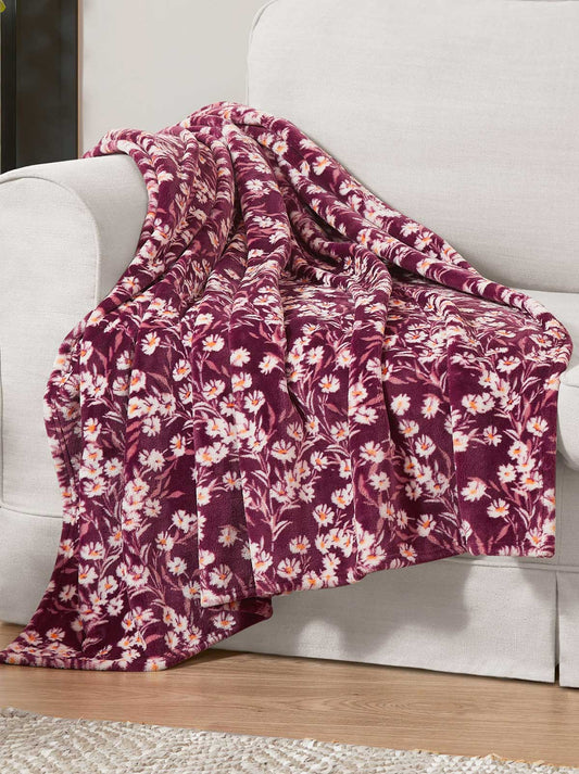 Wildflower Park Plush Throw in Wine Red