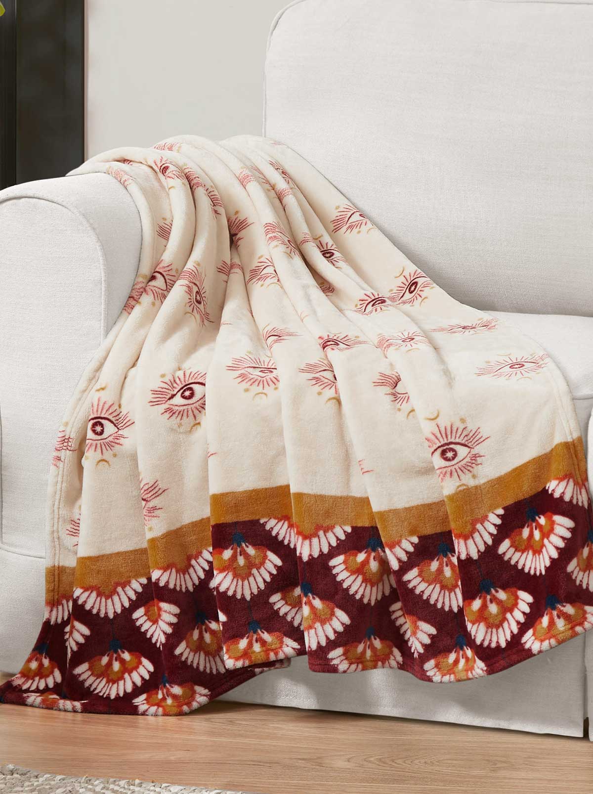 Celeste Plush Throw in Burgandy Red