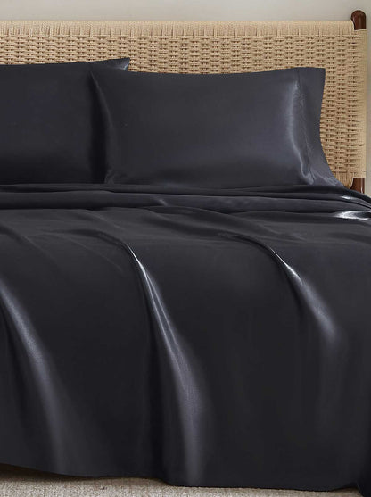 Silky Satin Sheet Set in Jet Black