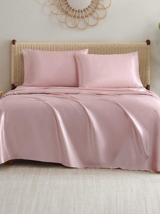 Silky Satin Sheet Set in Pink Lotus