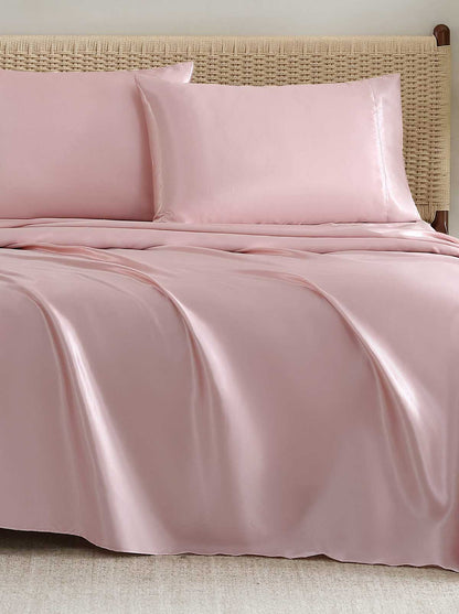 Silky Satin Sheet Set in Pink Lotus