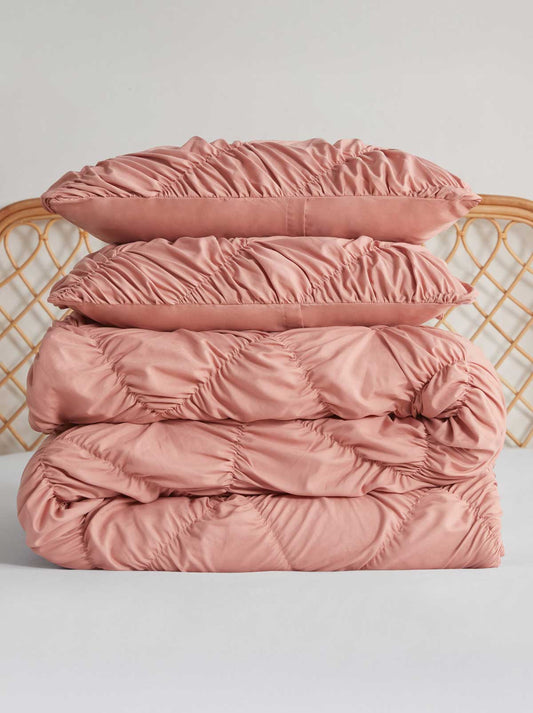 Emmy Textured Comforter Set in Antique Rose