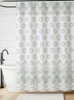 Haven Border Sage Green Shower Curtain Set