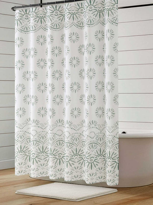 Haven Border Sage Green Shower Curtain Set