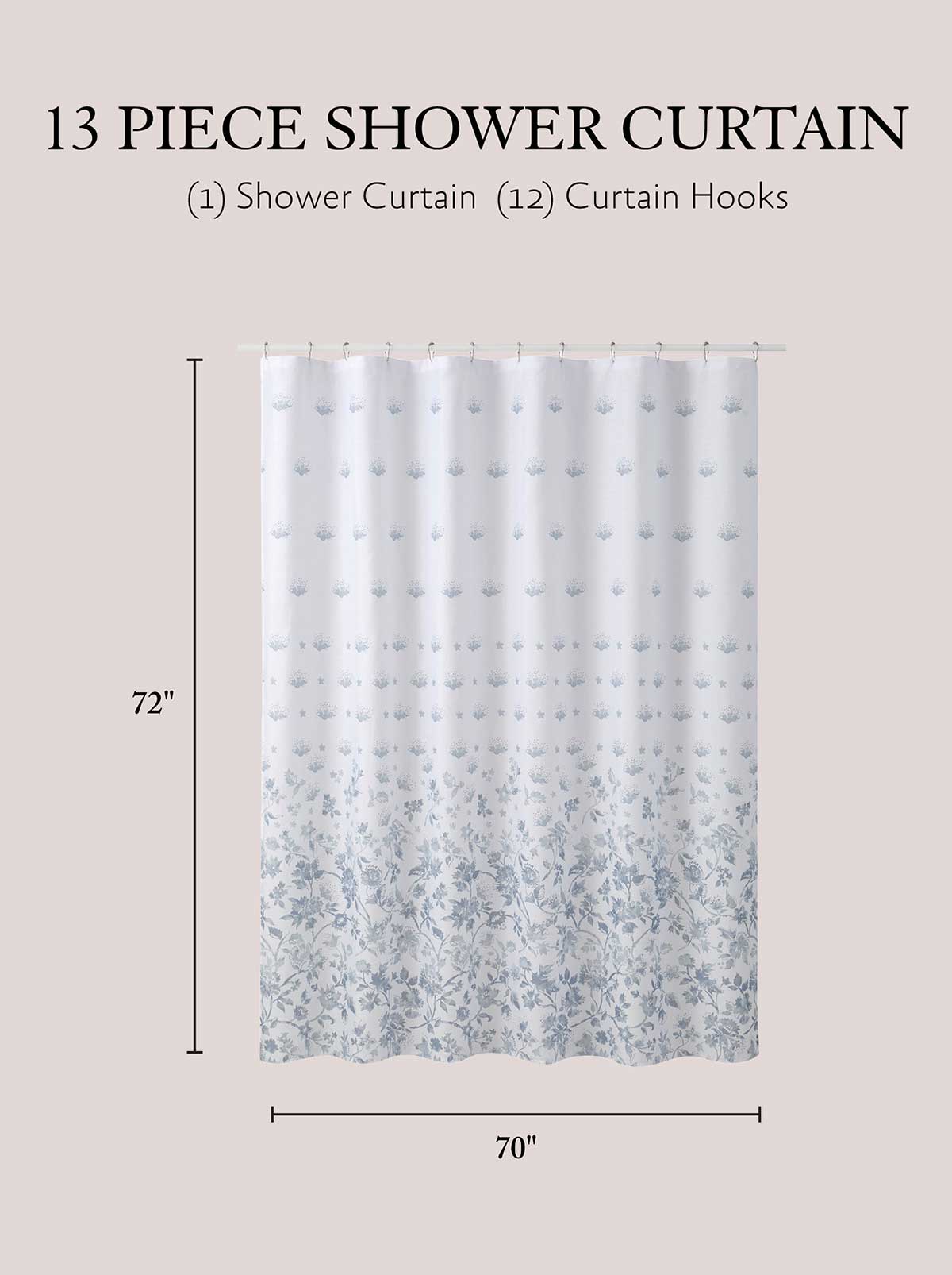 Jalina Blue Shower Curtain Set