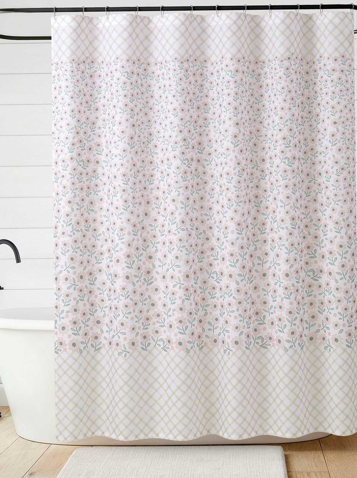 Zexie Border Blush Shower Curtain Set