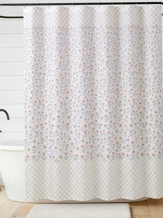 Zexie Border Blush Shower Curtain Set