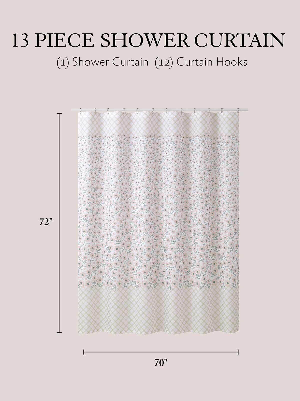 Zexie Border Blush Shower Curtain Set