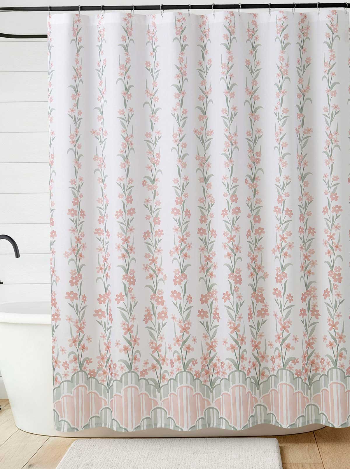 Nori Floral Blush Shower Curtain Set
