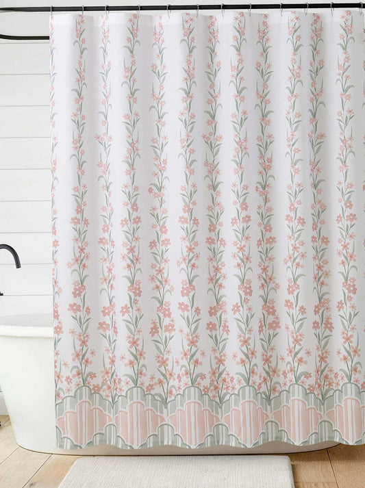 Nori Floral Blush Shower Curtain Set