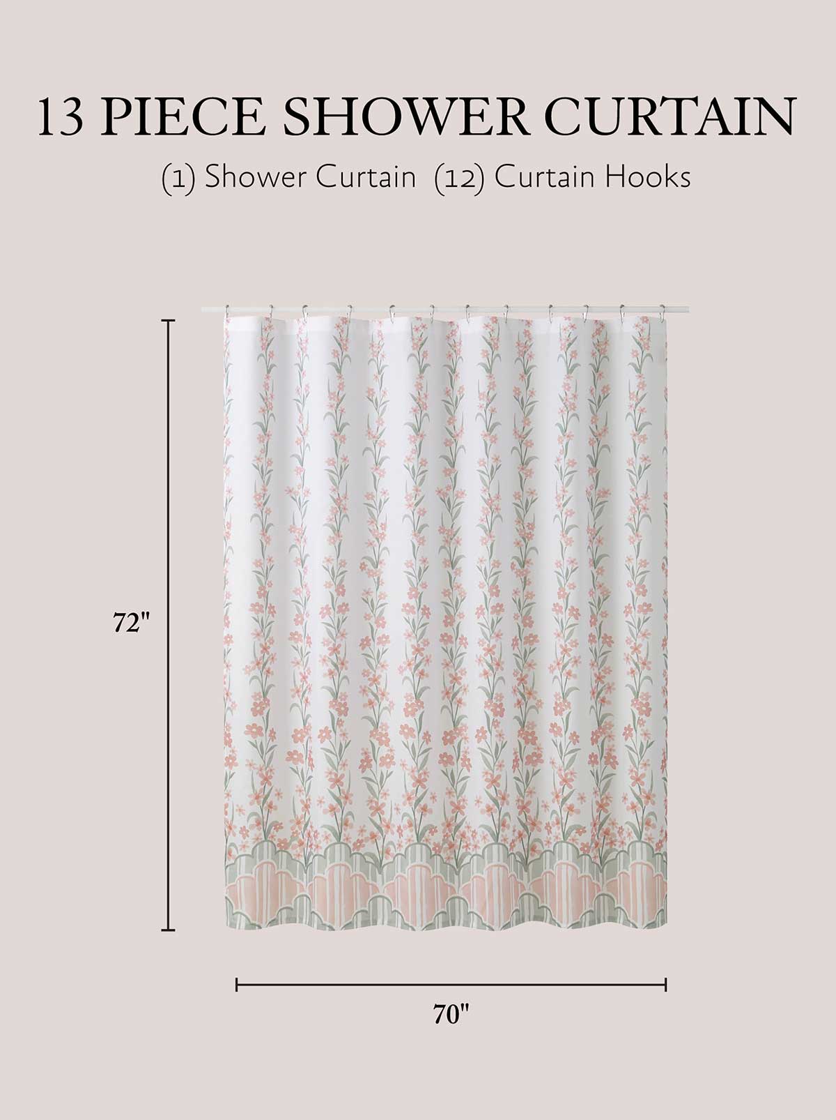 Nori Floral Blush Shower Curtain Set