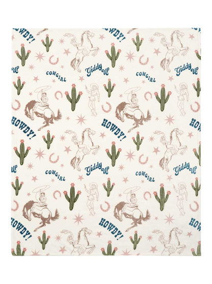Giddy Up Cowgirl Plush Throw Blanket