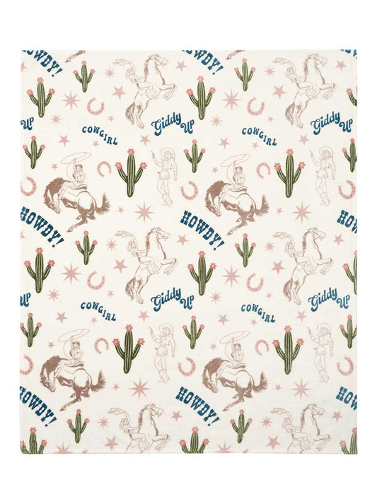 Giddy Up Cowgirl Plush Throw Blanket
