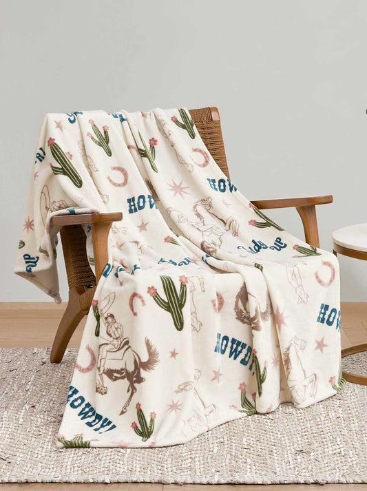 Giddy Up Cowgirl Plush Throw Blanket